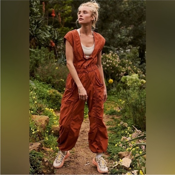 free people movement Pants - FP Movement by Free People Rust Orange Utility Jumpsuit